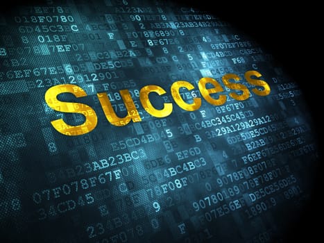 Finance concept: pixelated words Success on digital background, 3d render