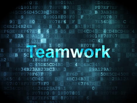 Business concept: pixelated words Teamwork on digital background, 3d render
