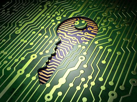 Privacy concept: circuit board with Key icon, 3d render