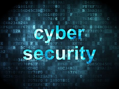 Protection concept: pixelated words Cyber Security on digital background, 3d render