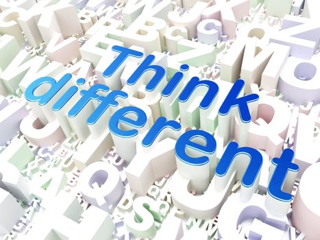 Education concept: Think Different on alphabet  background, 3d render