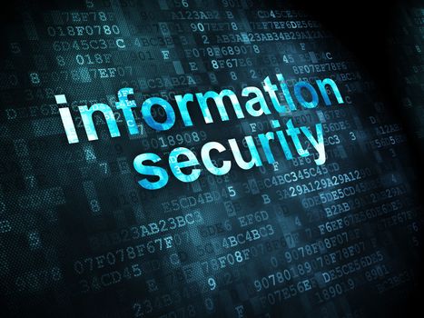 Security concept: pixelated words Information Security on digital background, 3d render