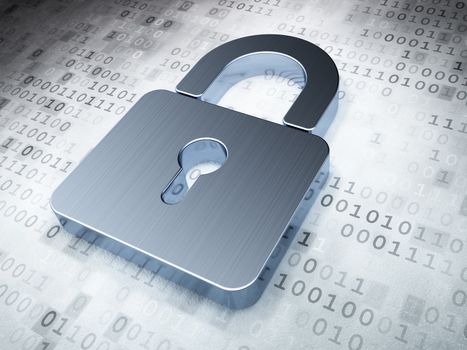 Security concept: Silver Closed Padlock on digital background, 3d render