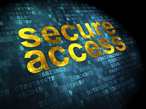 Protection concept: pixelated words Secure Access on digital background, 3d render