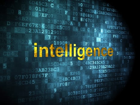 Education concept: pixelated words Intelligence on digital background, 3d render
