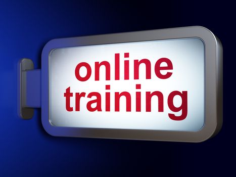 Education concept: Online Training on advertising billboard background, 3d render
