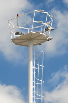 White Pylon Tower Stair on a Cloudy Day