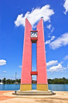 Clock tower in the public service park of Nonthaburi province