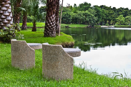 Relaxing area in the park of the town
