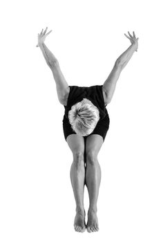 Attractive girl dancing, shot in black and white version