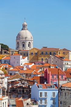 Lisbon, view of Alfam's region and Santa Engrassiya's (Pantheon) church.