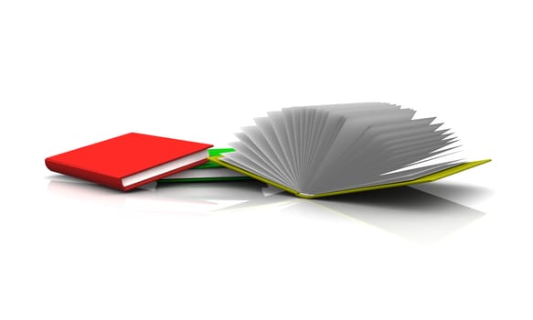 Isolated colorful books on White background.
