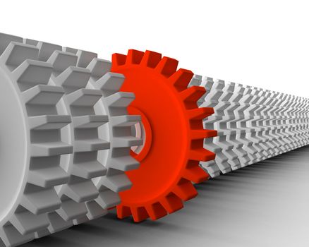 3d render of gears. Different concept. Business metaphor.