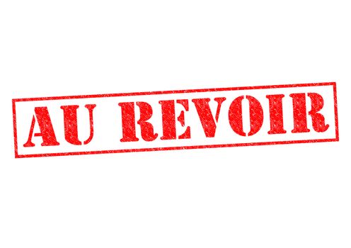 AU REVOIR Rubber Stamp over a white background.