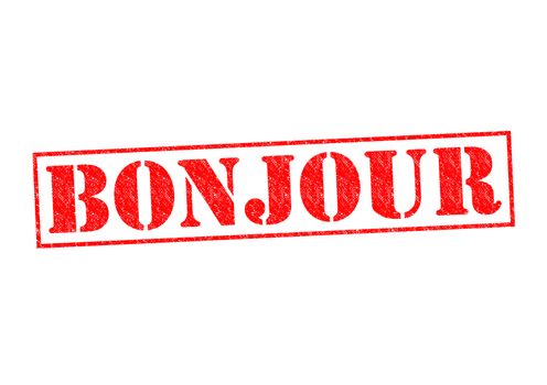 BONJOUR Rubber Stamp over a white background.