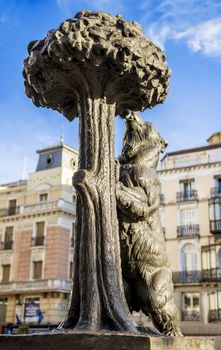 statue of Bear and strawberry tree in Puerta del sol, Madrid, Spain