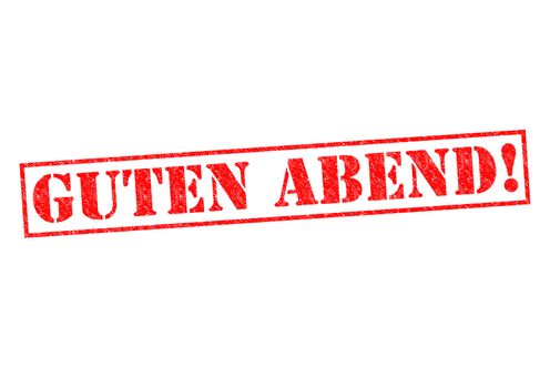 GUTEN ABEND! Rubber Stamp over a white background.