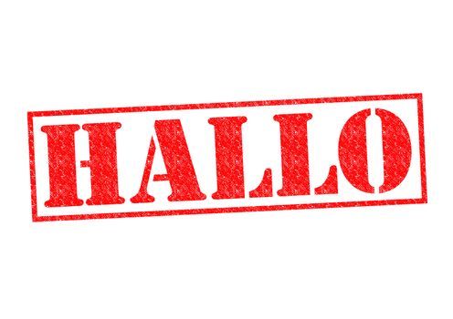 HALLO Rubber Stamp over a white background.