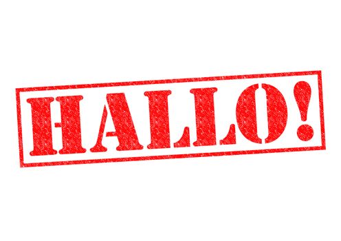 HALLO! Rubber Stamp over a white background.