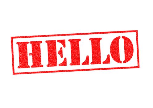 HELLO Rubber Stamp over a white background.