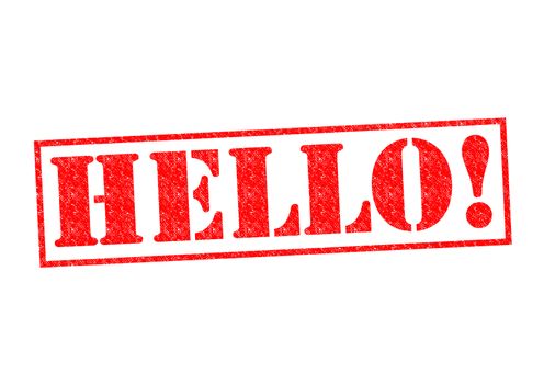 HELLO! Rubber Stamp over a white background.