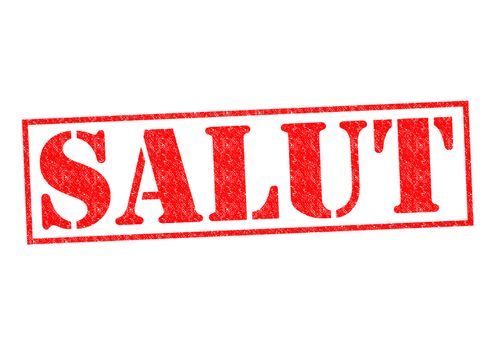 SALUT Rubber Stamp over a white background.