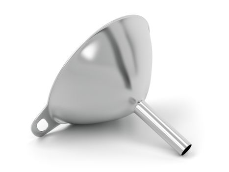Metal funnel on white background