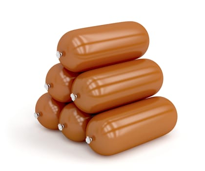 Sausages on a white background
