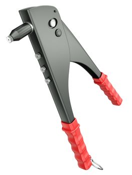 Hand rivet gun isolated on a white background. 3D rendered image.