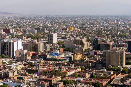 Wide angle cityscape of Mexico City