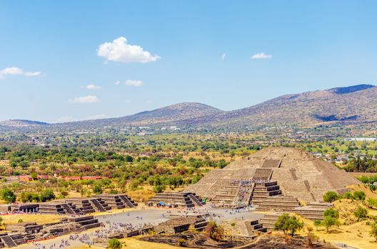 View of the Temple of the Moon at the ancient ruins of Teotihuacan near Mexico City