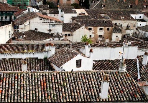 Ancient  tile roofs of Chinchon, Madrd, Spain