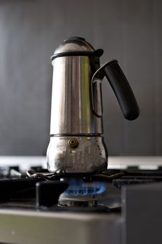 Italian coffee maker on a gas stove