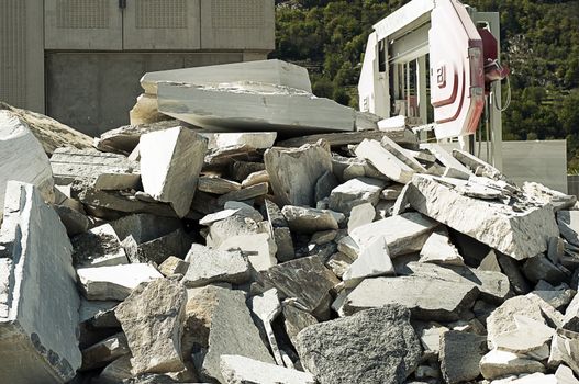 a pile of stone waste, processing waste