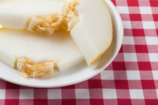 Pieces of juicy melon on a plate