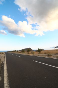 Lonely Road in the Desert in Tenerife Canary Islands