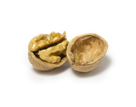 Close-up of a walnut against white background