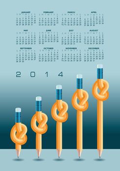2014 Creative Knotted Pencil Calendar for Print or Web