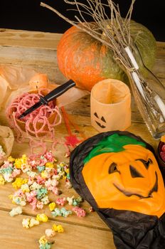 Trick or treat, a Halloween kid party still life