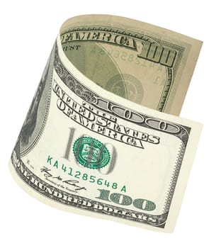 one hundred dollar banknote, isolated on white with clipping path