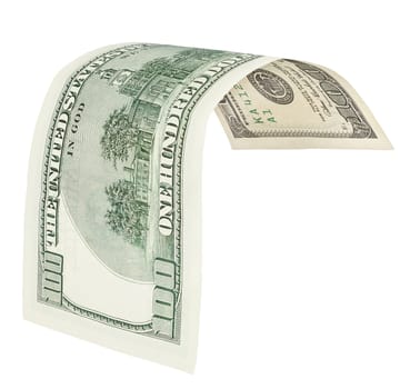 one hundred dollar banknote, isolated on white with clipping path