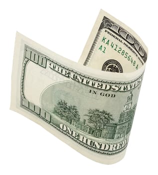 one hundred dollar banknote, isolated on white with clipping path