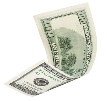 one hundred dollar banknote, isolated on white with clipping path