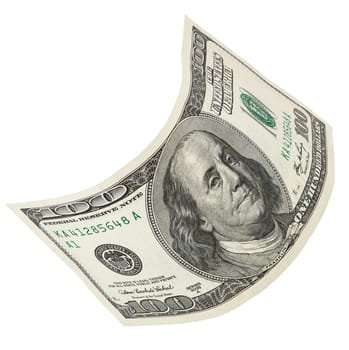 one hundred dollar banknote, isolated on white with clipping path