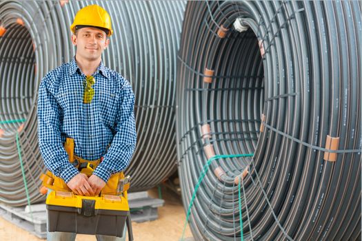 a young contractor on construction site