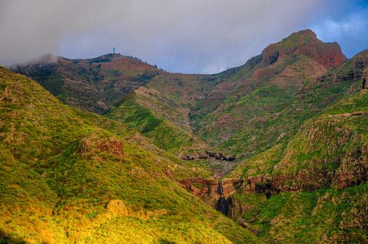 Sunset in North-West mountains of Tenerife near Masca village, Canarian Islands