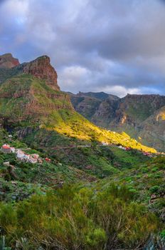Sunset in North-West mountains of Tenerife near Masca village, Canarian Islands