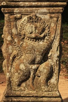 Ancient bas relief, Preah Khan temple, Angkor area, Siem Reap, Cambodia