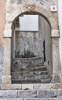 Arch on the street in Taormin. The Views of Taormina, Sicily, Italy