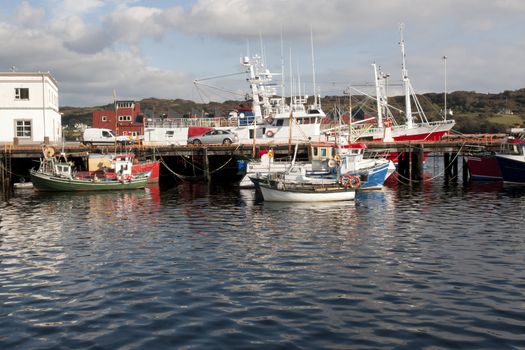 fishing boats moored in the calm waters of Killybegs harbour